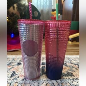 Starbucks Ombre Grid Texture Cold Cups 24 ounces lot 2